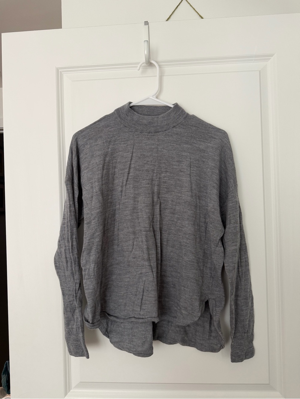 Madewell Gray Ribbed 100% Wool Mock Neck Sweater
